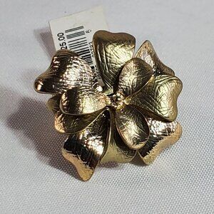 Gold Flower Adjustable Stretch Ring For Women NWT